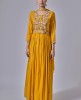 Yellow Dola Silk Slub Hand Embroidered Anarkali Suit 